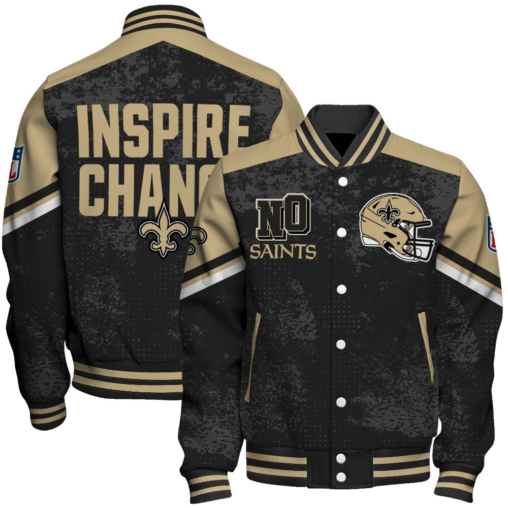 New Orleans Saints Football Team 2025 Immortal Style Baseball Varsity Jacket