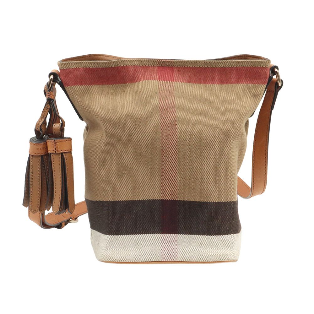 Burberry Brown Leather Check Tassel Ashby Small Hobo Shoulder Bag / 39829331