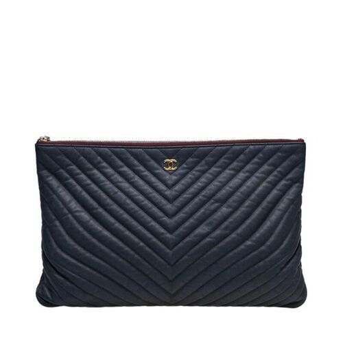 CHANEL Caviar Chevron Clutch Black Large #27