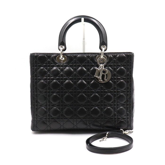 Dior Large Black Canvas Tote Shoulder Bag CAL44561
