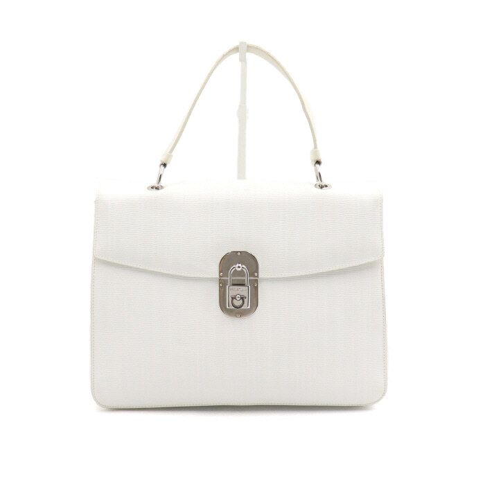 Salvatore Ferragamo White Leather Vintage Women's Tote Bag AU21 4361