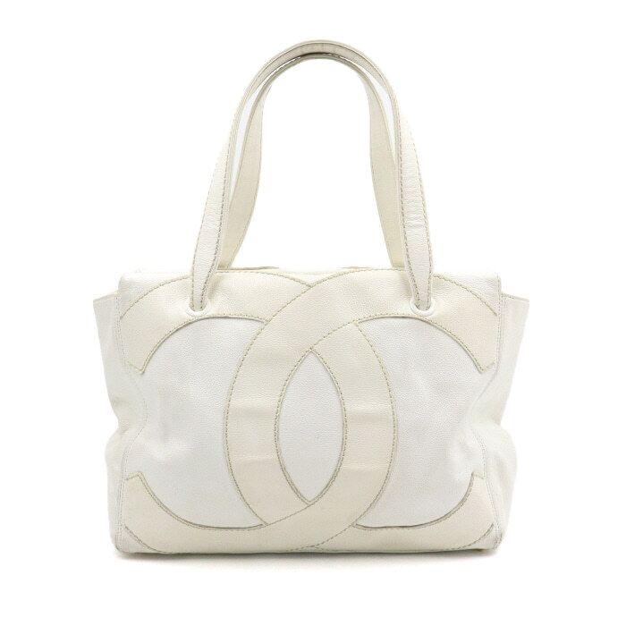 CHANEL Women's White Tote Bag with Deca Coco CC Logo aa50627