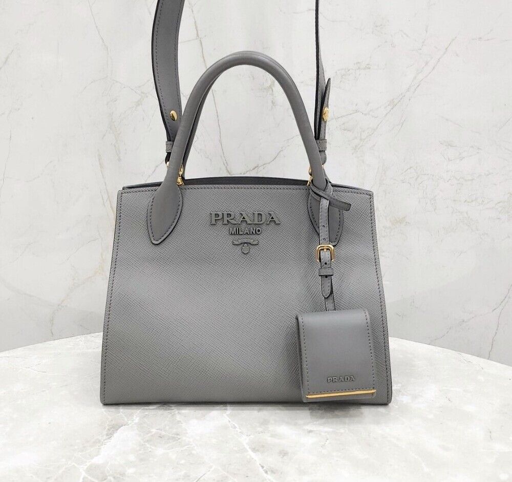 Prada Monochrome Saffiano Logo Tote Bag 1BA156