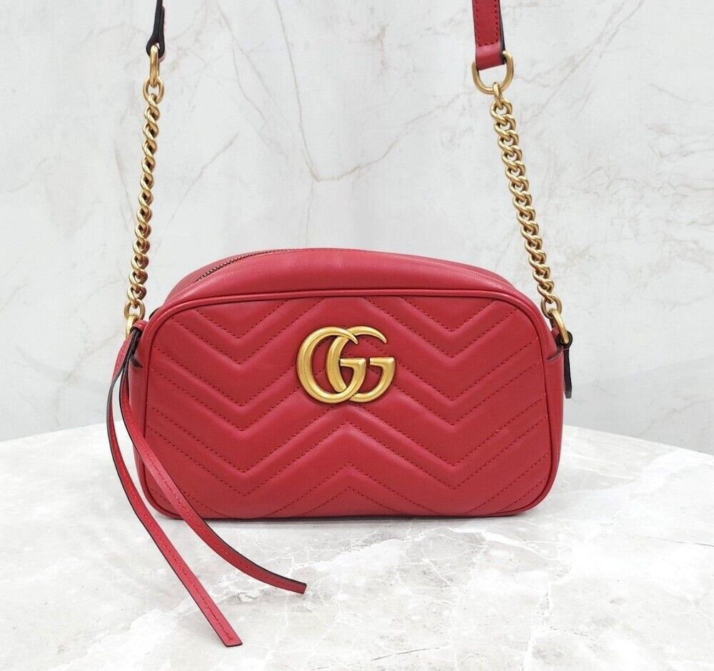 Gucci Red Chain Crossbody Bag - GG GG Mamont Matelasse (SKU: 123456)