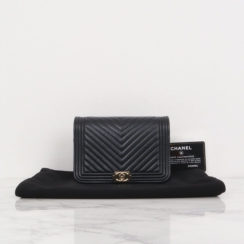 CHANEL Chevron Mini WOC Chain Crossbody Black with Gold Hardware AP2464 31