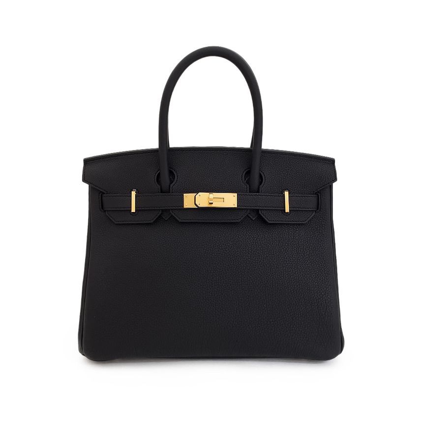 Hermes Black Gold-Plated W-Embossed Birkin 30 5HH0167