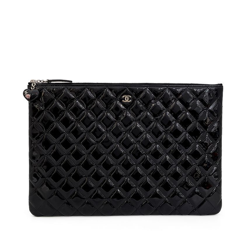CHANEL Classic Large Black Patent Clutch