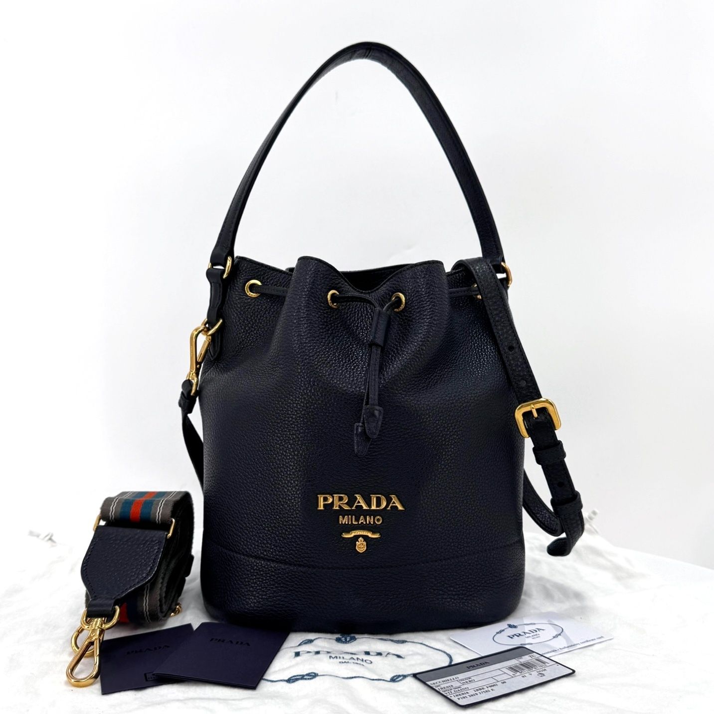 Prada Dinophoenix Bucket Bag Black (1BE018)