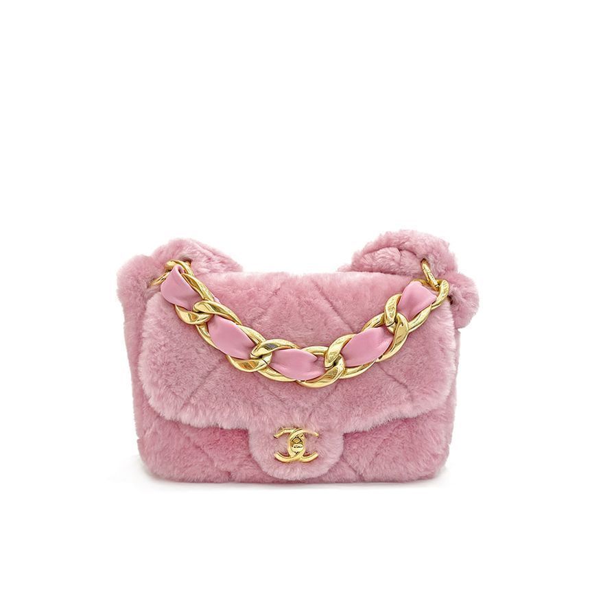 CHANEL Shearing Chain Flap Bag Pink with Gold Detail 4ET0848