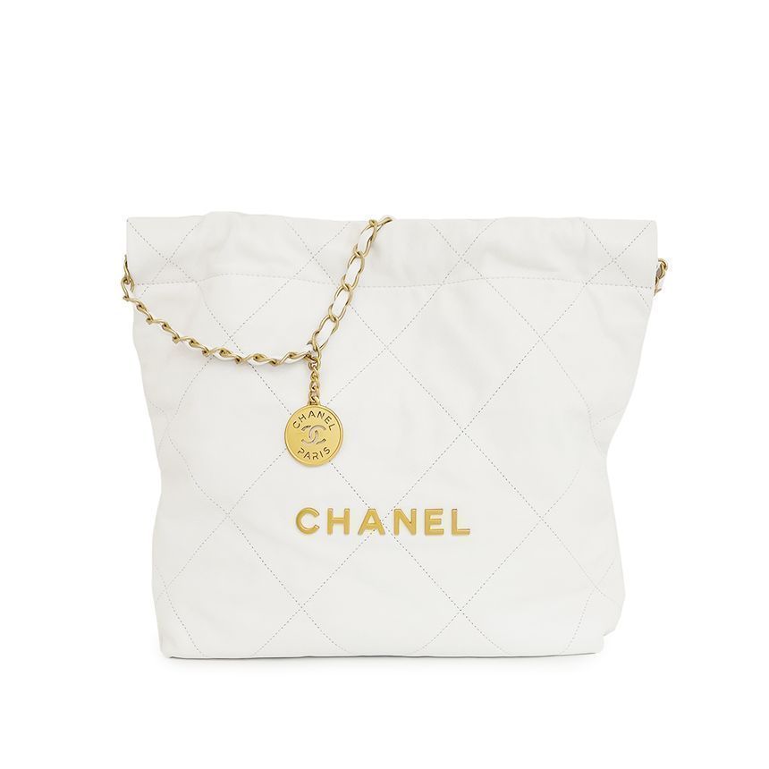 CHANEL Small White Vintage Shiny Calf 22 Bag 4ET1337