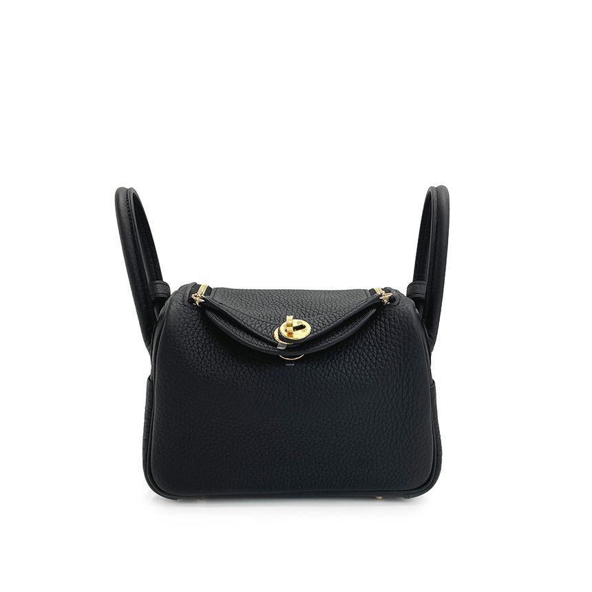 Hermes Mini Lindy19 Black Gold Embossed 5HB0192