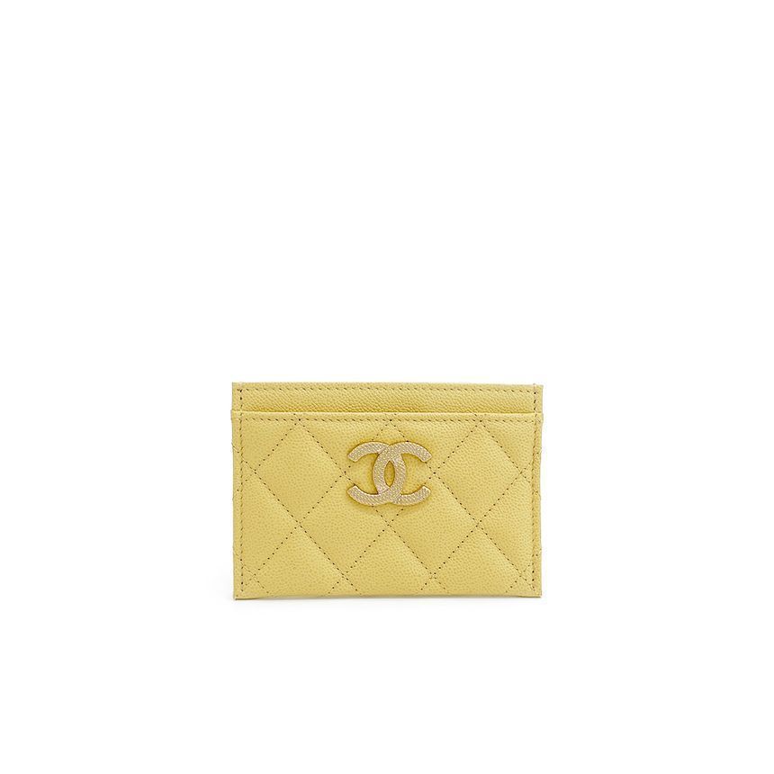 CHANEL Classic Card Slot Light Yellow Gold Caviar 3ET0742