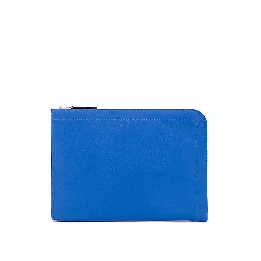 Hermes Blue Jelly Leather Clutch with U Engraving 4HB0487