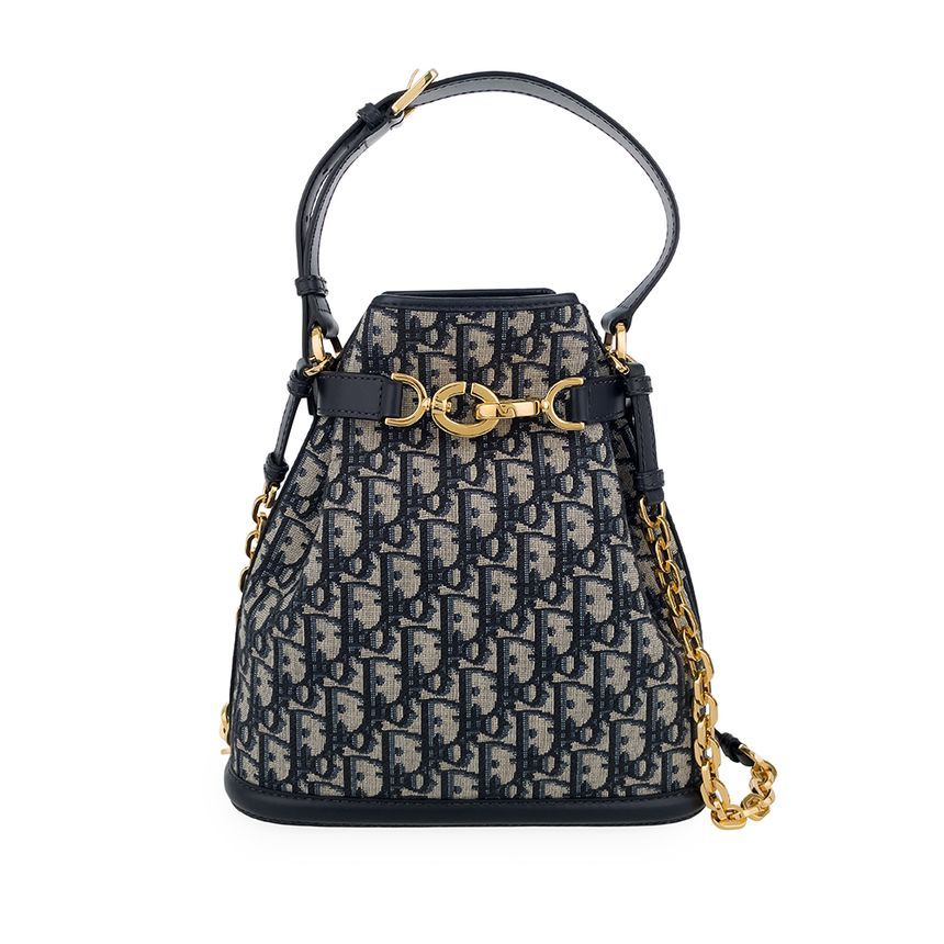 Dior Medium Navy/Beige Gold Chain Bag 5ET0642