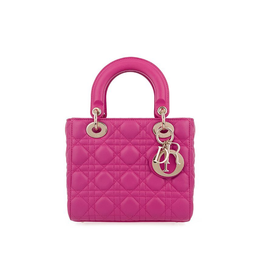 Dior Small Magenta Pink Champagne Gold Shoulder Bag 5ET0641