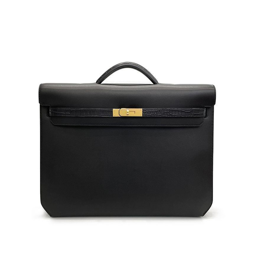 Hermes Black Gold Accent Z-Embossed Touch Kelly Depeche 36 Handbag 2HB0083