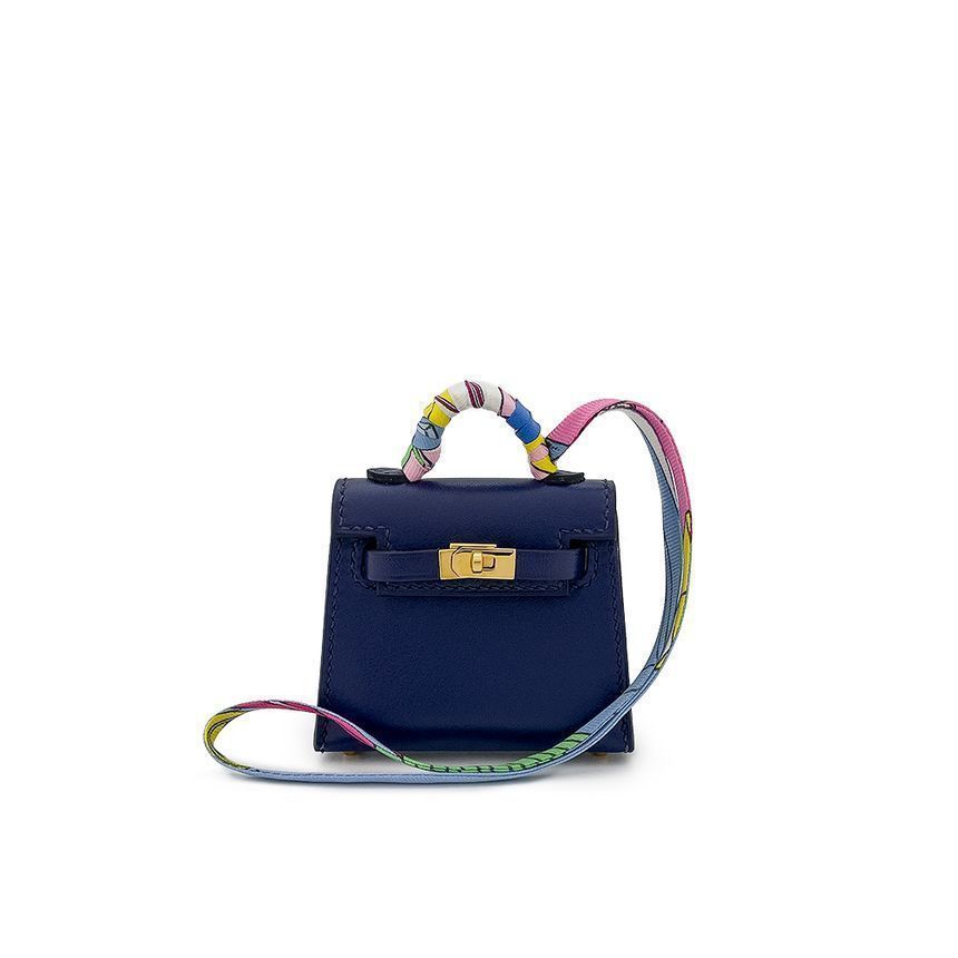 Louis Vuitton Hermes Twilly Kelly Bag Charm Blue Sapphire with Gold Hardware Engraved U 4HA0101