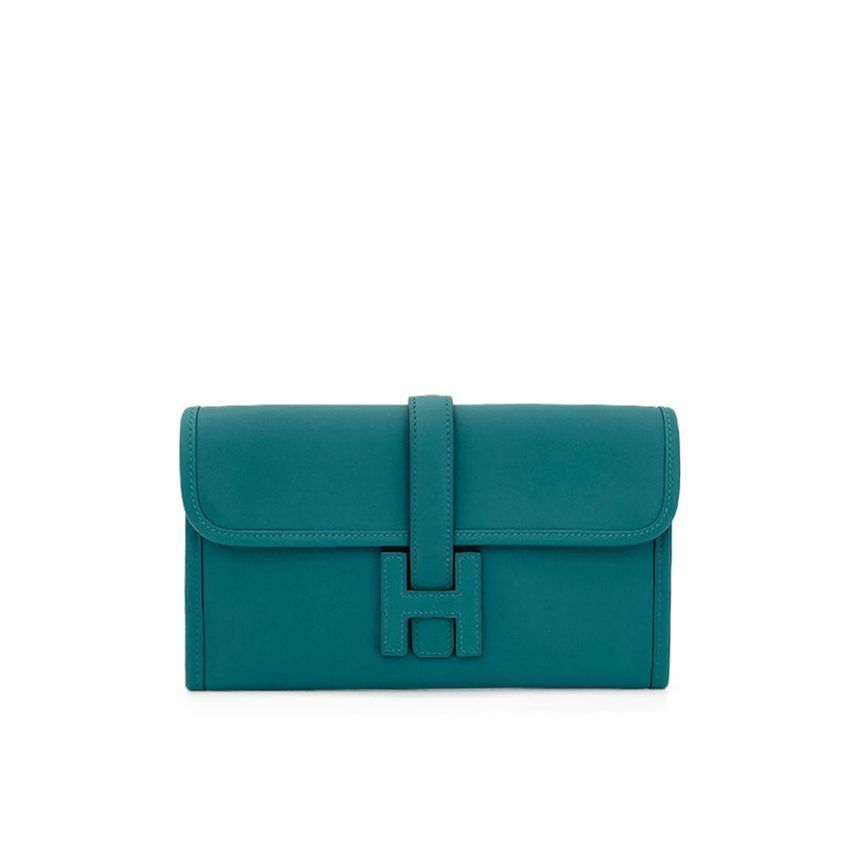 Hermes Duo Wallet Malachite/Blue Jeans Bars 0HL0060