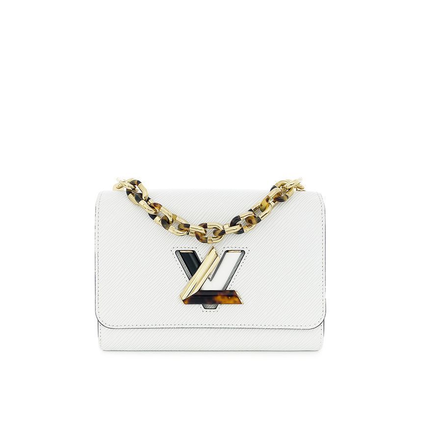 Louis Vuitton Twist MM White/Black Gold Trim 5ET0349