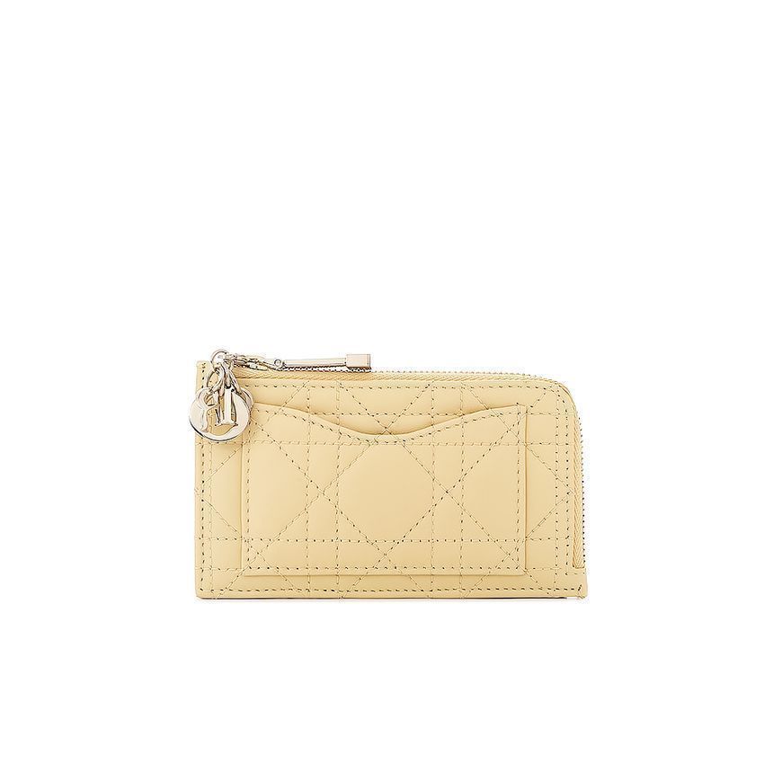 Dior Lady Cosmos Zipper Card Wallet Yellow 5ET0344