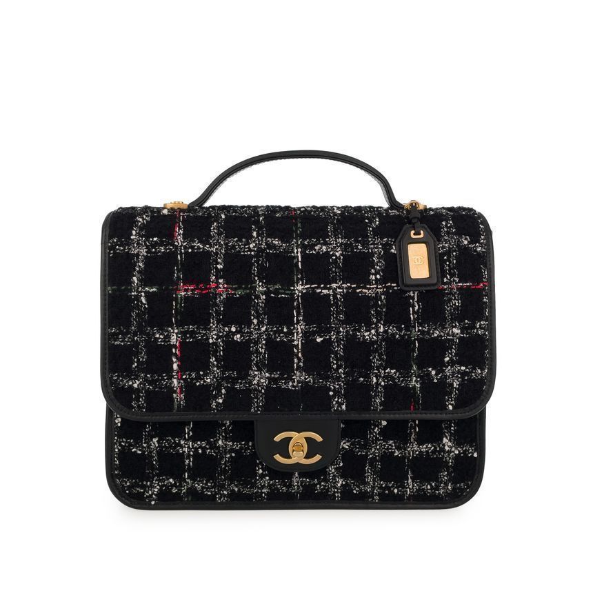 CHANEL School Memory Backpack Black Vintage Tweed 5ET0500