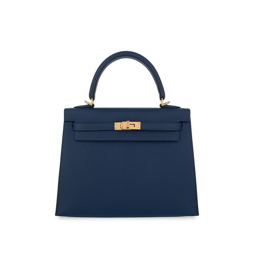 Hermes Blue Navy Epsom 25 with Gold Accent B Stamp 5HH0089