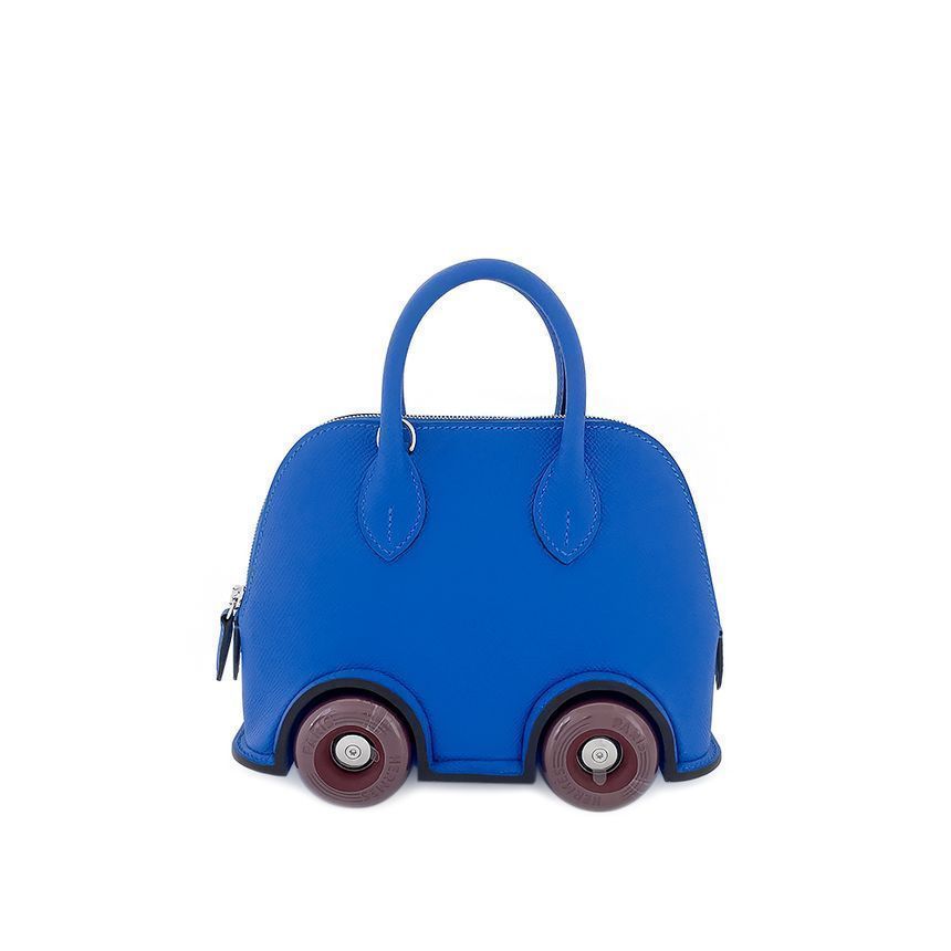 Hermes Wheel Blue Hydra/Light Ash Engraved Shoulder Bag 5HB0014