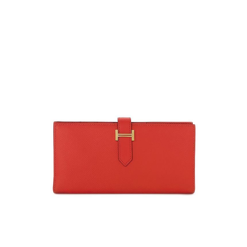 Hermes Rose Zip Wallet with Gold Accent 5HL0012
