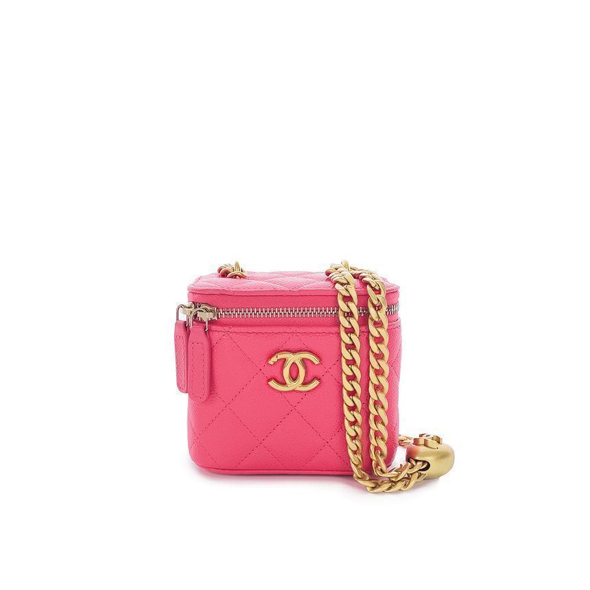 CHANEL Gold Ball Mini Vanity Bag Hot Pink Vintage Caviar 5ET0145