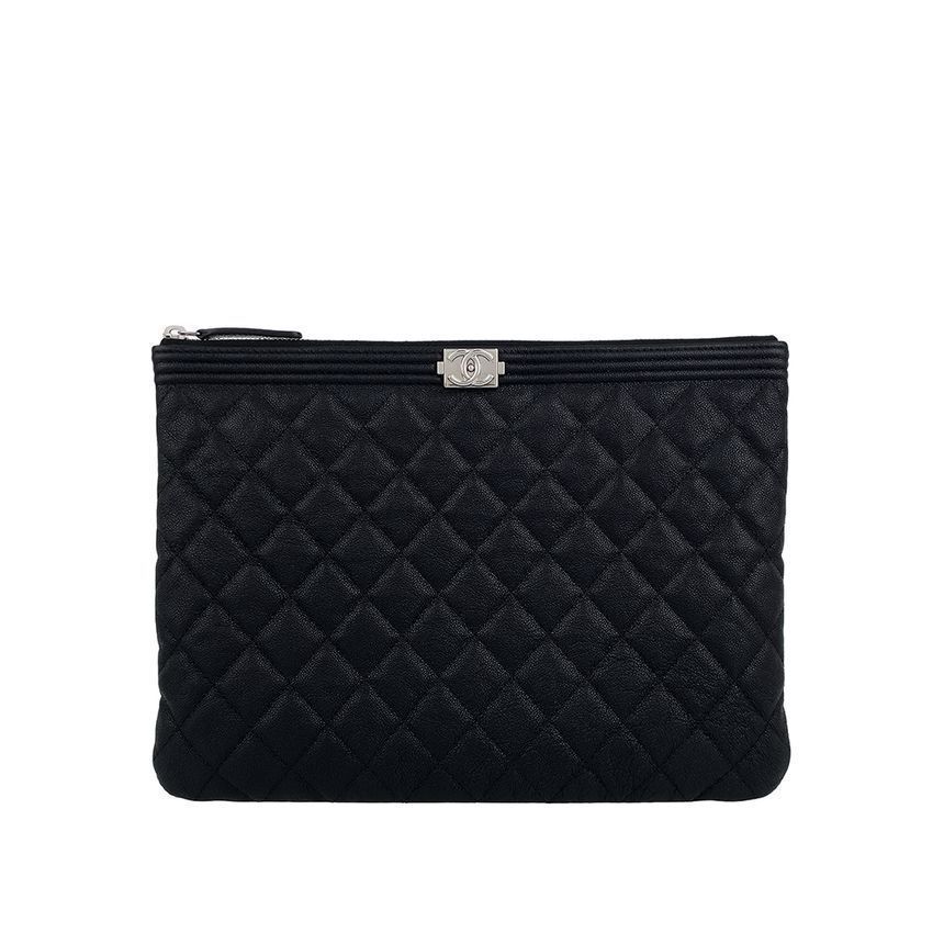 CHANEL Boy Clutch Neodium Black Sting Caviar 5ET0578
