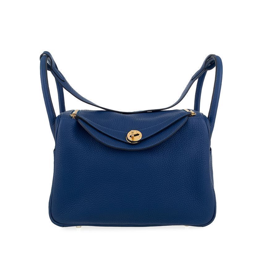 Hermes Deep Blue Gold Accent Y Embossed Lindy30 5HB0148