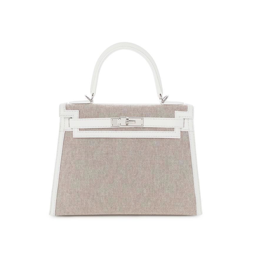 Hermes Twilly Out Kelly 28 Ecru Beige/New White Silk B Engraving 5HH0061