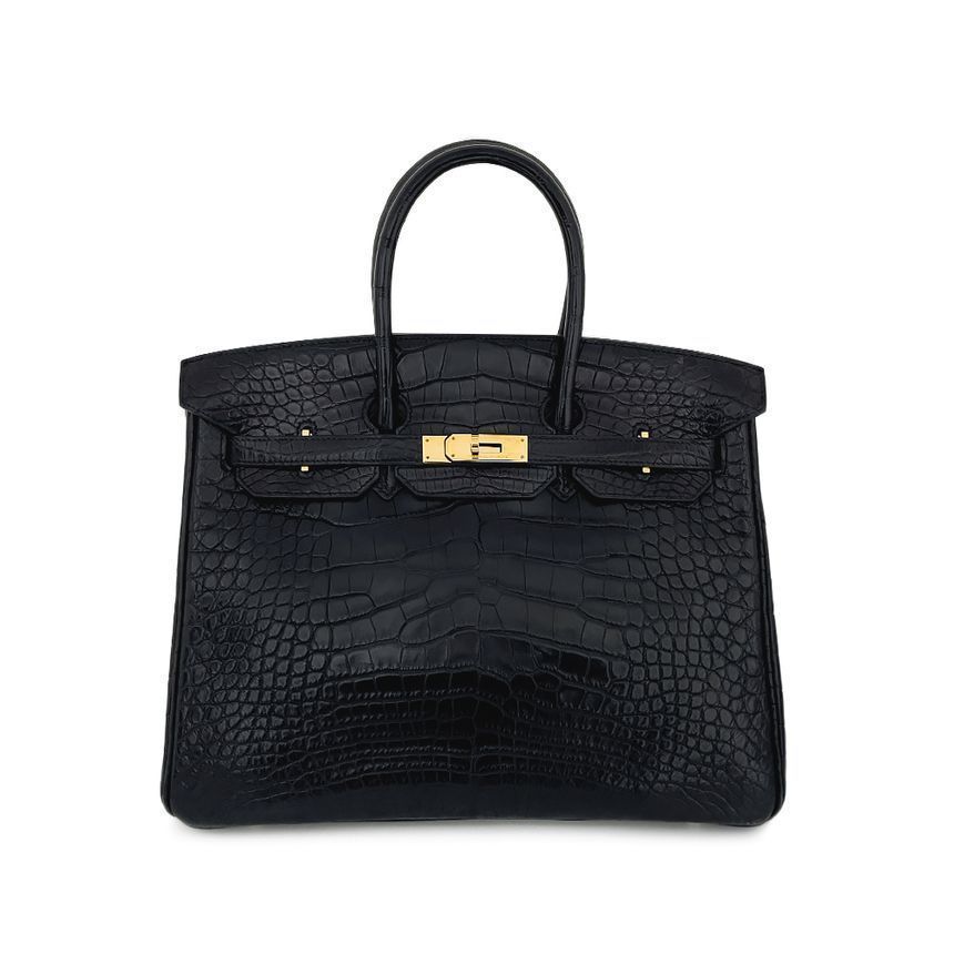 Hermes Black Matte Alligator Birkin 35 with Gold Hardware 5HH0029