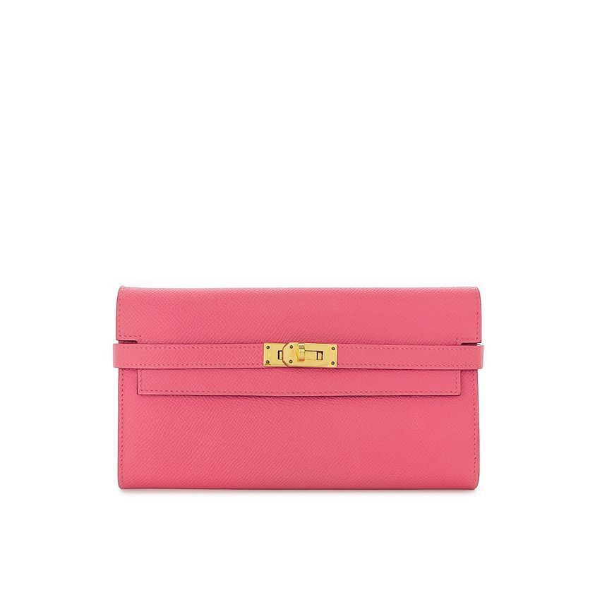 Hermes Rose Azalea Gold Kelly Wallet 5HL0004