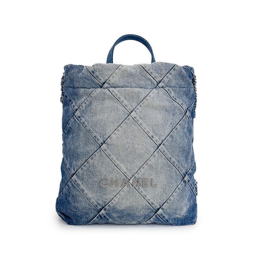 CHANEL Small Washed Denim Vintage Chain Backpack 5ET0022