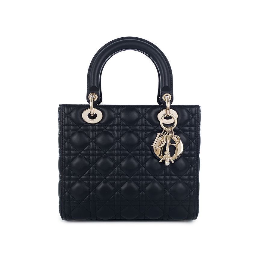 Dior Medium Black Champagne Gold Bag 5ET0300