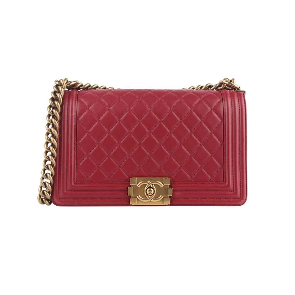 CHANEL Lambskin Boy Bag Medium Gold 34824K-5
