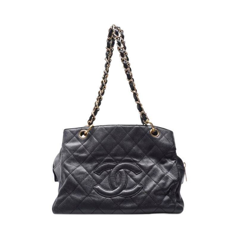 CHANEL Black Caviar Timeless Chain Shoulder Bag - SKU 12345