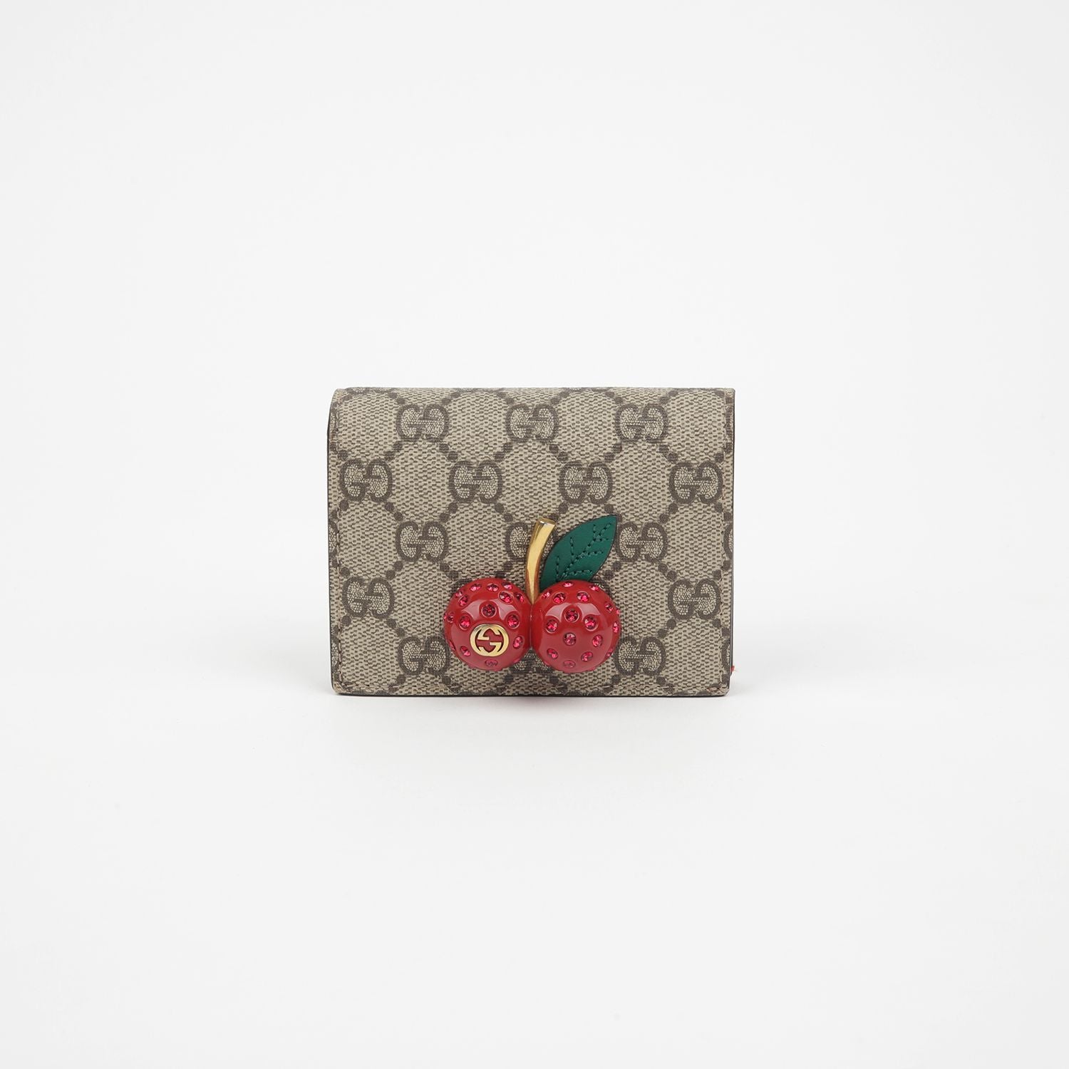 Gucci Cherry Embellished Card Case Wallet 476050