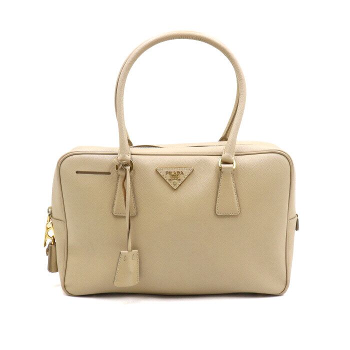 Prada Beige Gold Tone Logo Tote Shoulder Bag aa50477 BL0095