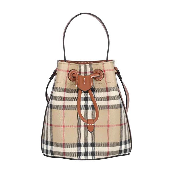 Burberry Checked Bucket Bag Brown 8100486