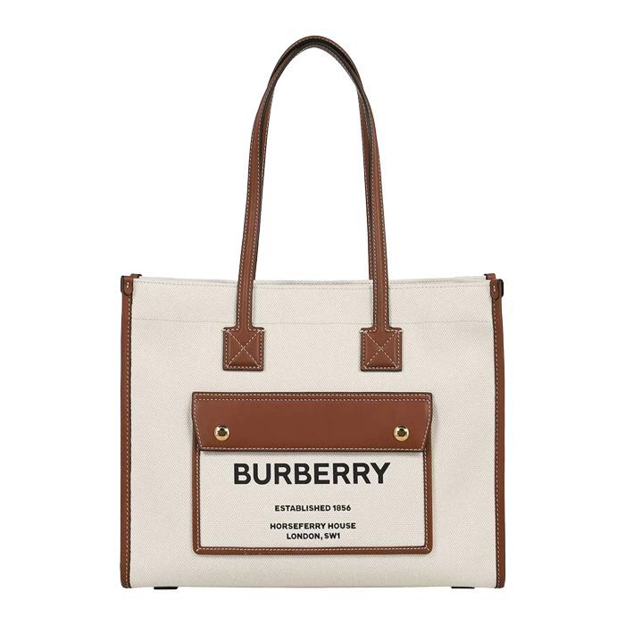 Burberry Canvas Leather Freya Tote Bag - Natural Tan 8044138