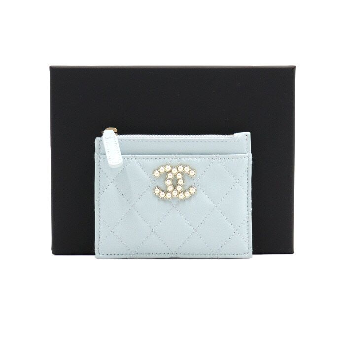 CHANEL 24 Season Lambskin Pearl CC Zip Card Wallet AP3809 aa50448