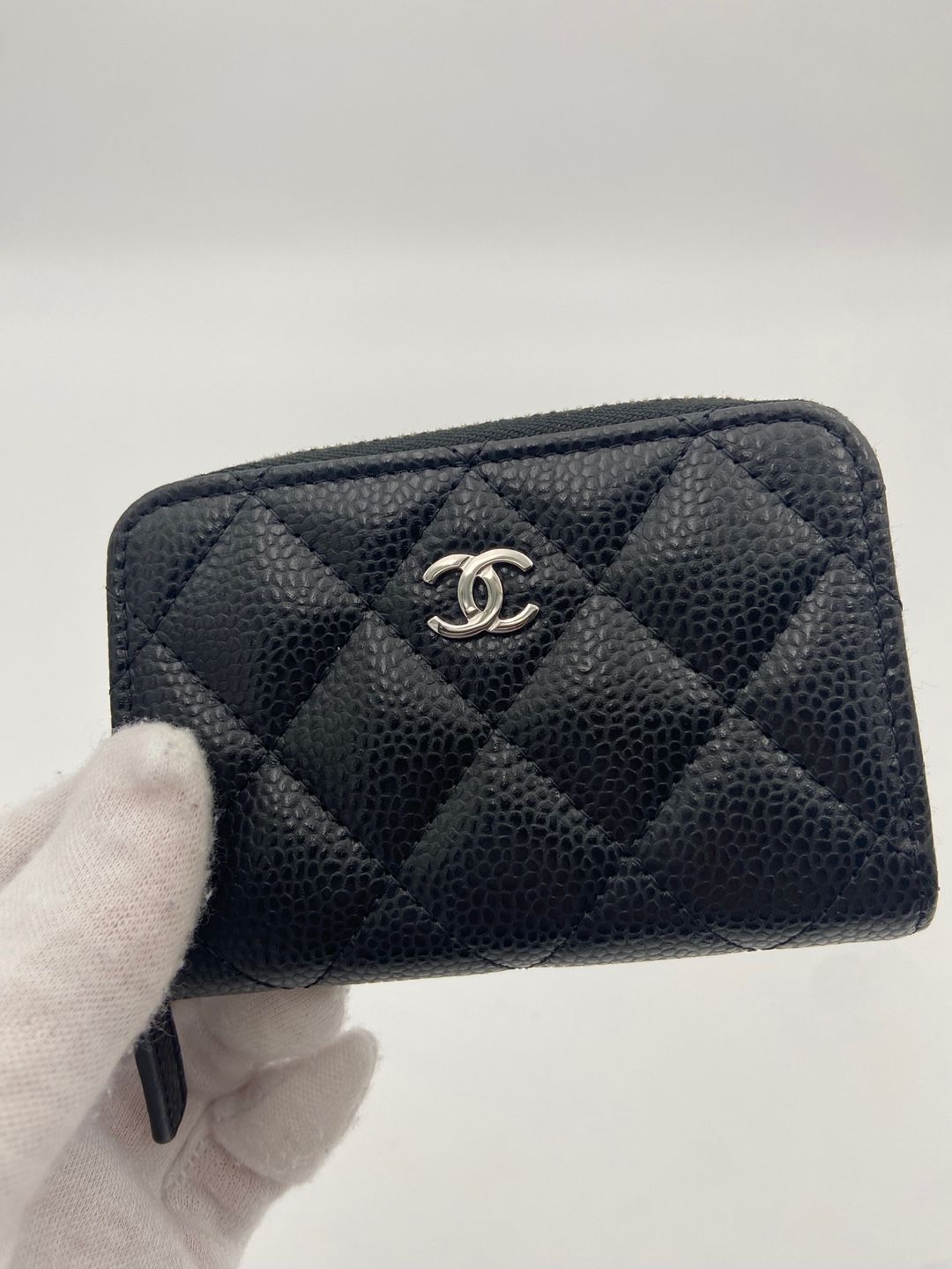 CHANEL Classic Zip Card Wallet Caviar Black AP0216