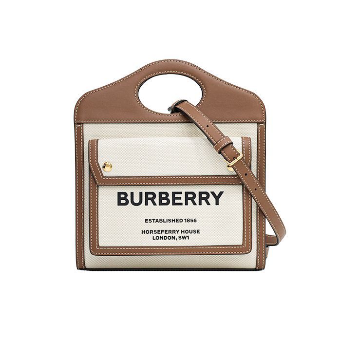 Burberry Canvas Mini Tote Bag - Natural Malt Brown 8039361