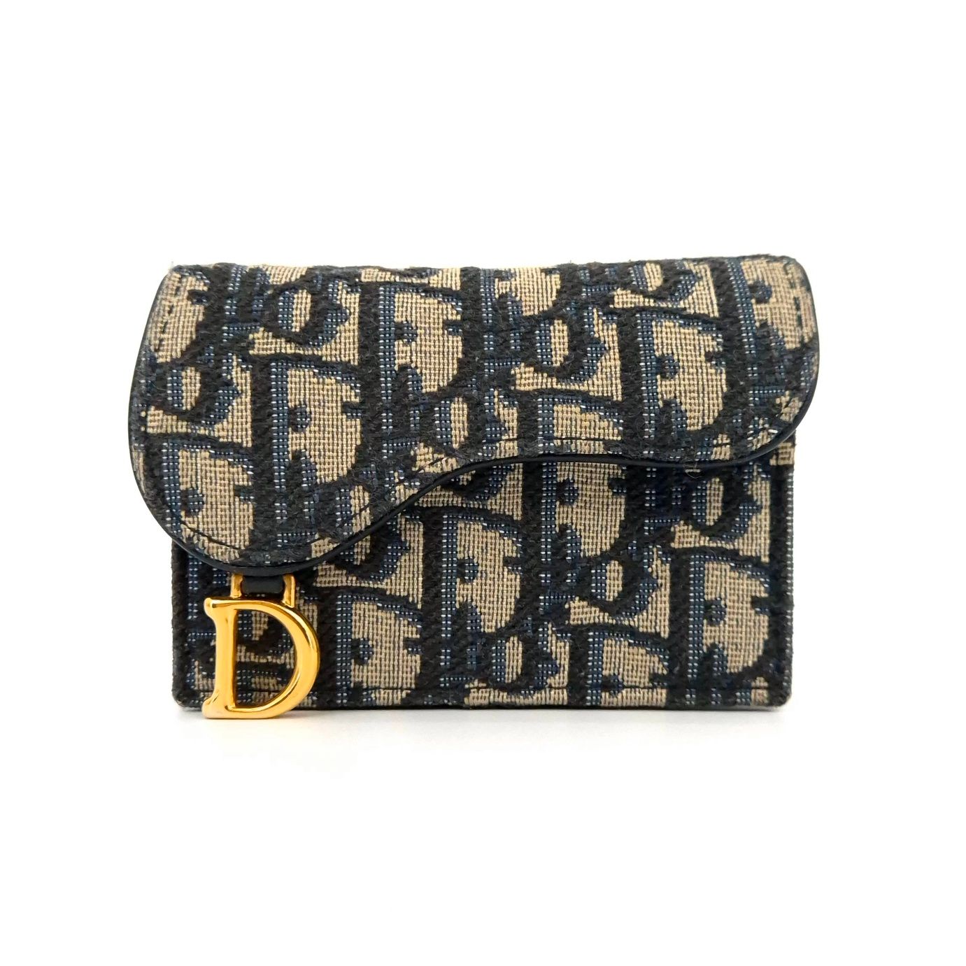 Dior Oblique Saddle Card Wallet - Navy (SKU: OB-123456)