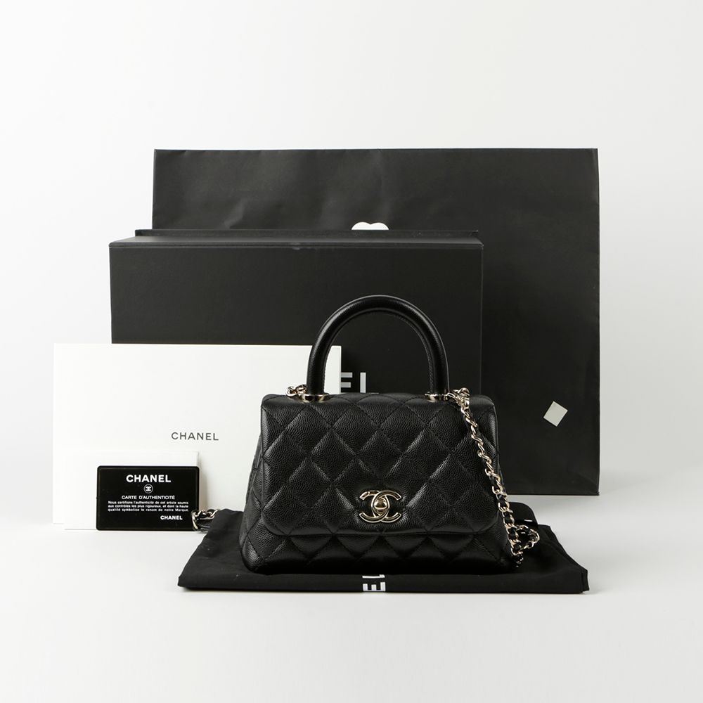 CHANEL Caviar Coco Handle Mini Tote & Shoulder Bag - SKU AS2215