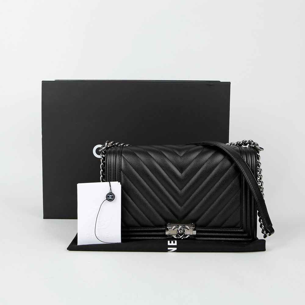 CHANEL Caviar Skin Boy Large Shoulder Crossbody - A92193