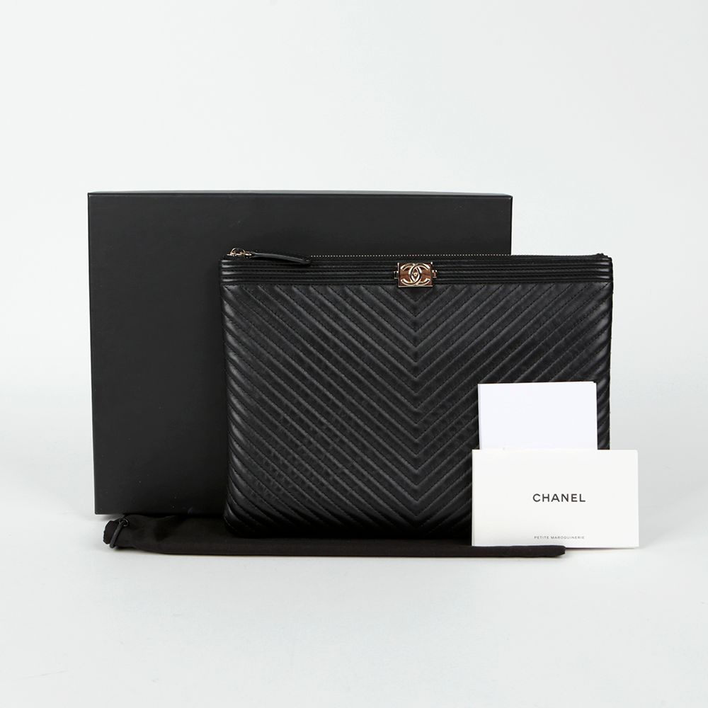CHANEL Chevron Boy Neodium Clutch A84406