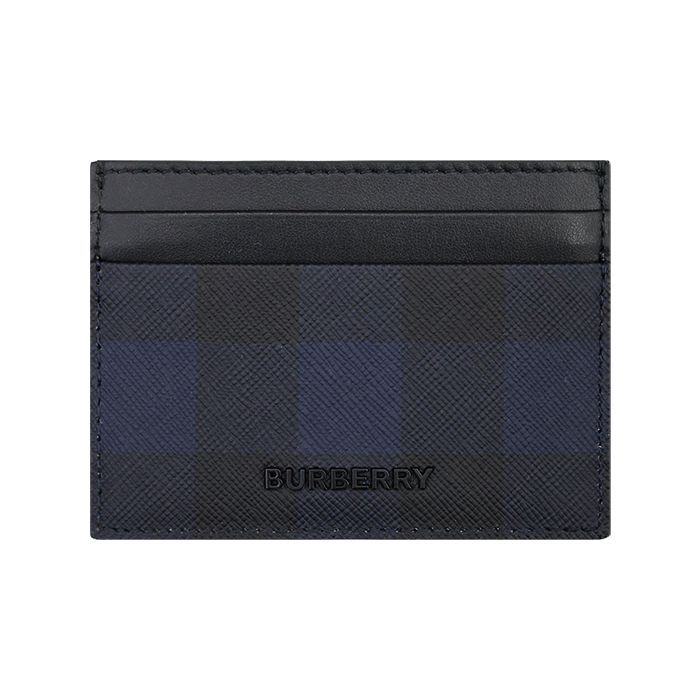 Burberry Check and Leather Card Wallet Navy 8073282